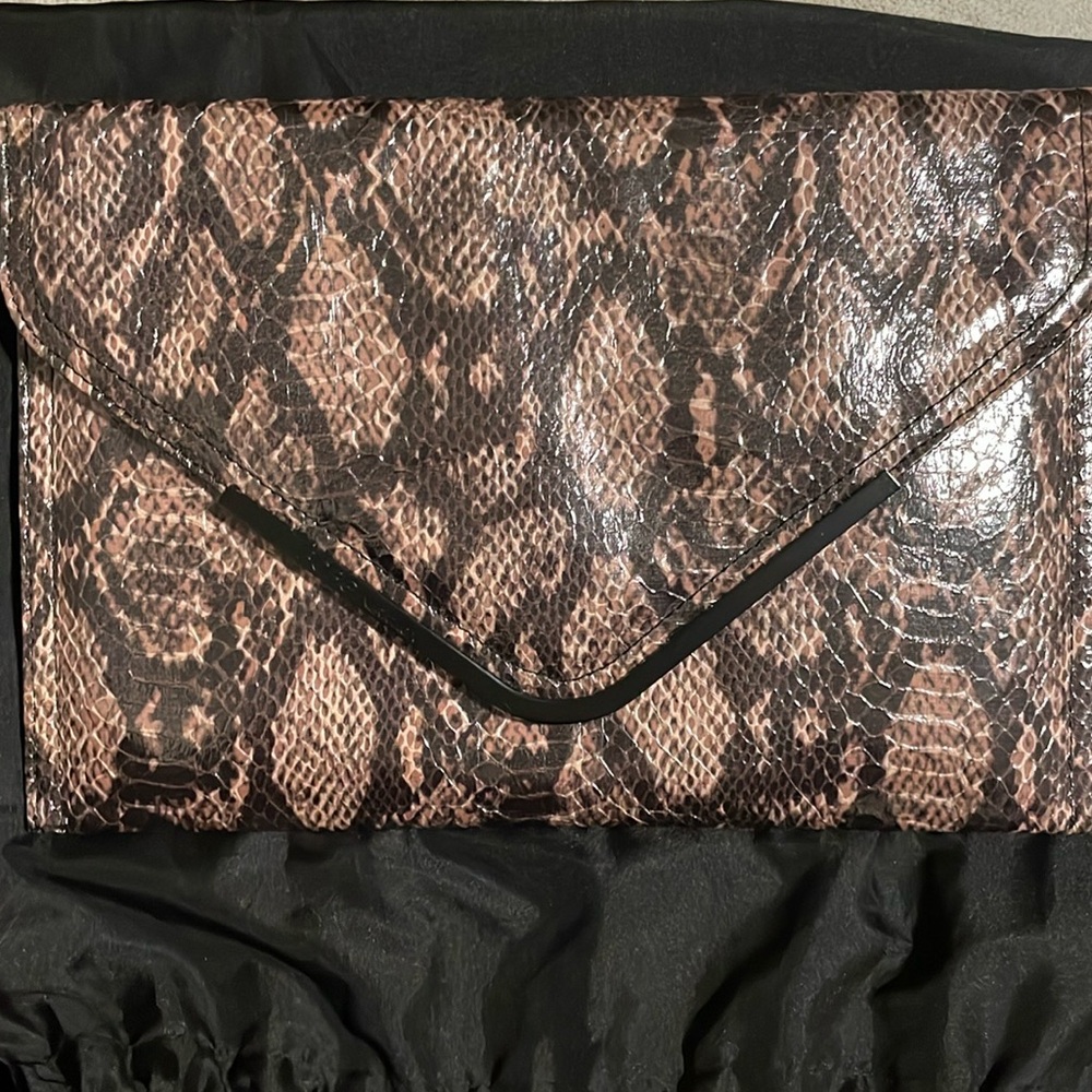BCBGeneration Faux Python Print Clutch Handbag